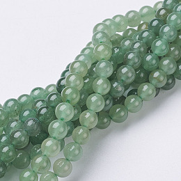 Honeyhandy Natural Green Aventurine Beads Strands, Round, 6mm, Hole: 0.8mm, about 60~61pcs/strand, 15~16 inch