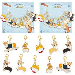 NBEADS 20 Pcs Dog Stitch Markers, Enamel Alloy Crochet Marker Removable Lobster Clasp Locking Knitting Markers for Knitting Weaving Sewing Jewelry Making