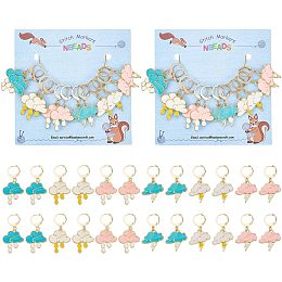 NBEADS 24 Pcs Cloud with Raindrop and Lightning Locking Stitch Markers, Enamel Alloy Charms Removable Dangle Locking Stitch Marker for Knitting Weaving Sewing Accessories Quilting Handmade Jewelry