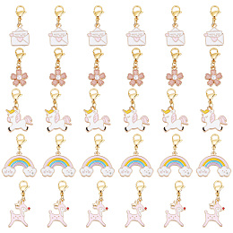 SUNNYCLUE 1 Box 50Pcs Stitch Markers Locking Stitch Marker Knitting Markers Charms Removable Clasp Unicorn Charm Rainbow Flower Enamel Clip on Charms for Crocheting Weaving Sewing Quilting DIY Craft