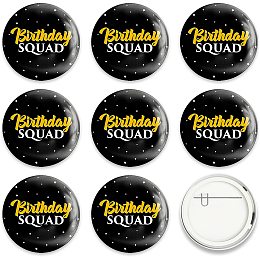 GLOBLELAND 9 Pcs Happy Birthday Button Pins Happy Birthday to You Buttons Black Star Pattern for Adults or Kids Men or Women Brooches or Birthday Party 2-1/4 Inch