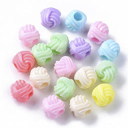 Honeyhandy Opaque Polystyrene(PS) Plastic European Beads, Large Hole Beads, Wool Ball Shape, Mixed Color, 12x12x12mm, Hole: 5.5mm, about 500pc/500g