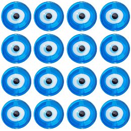 NBEADS About 24 Pcs 16mm Evil Eye Beads Strands, Handmade Lampwork Beads Blue Flat Round Beads Evil Eye Spacer Beads for Jewelry Making