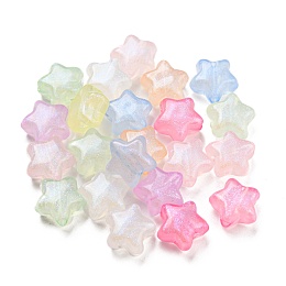 Honeyhandy Luminous Acrylic Beads, Glitter Beads, Glow in the Dark, Star, Mixed Color, 10x10.5x6mm, Hole: 2mm, about 1562pcs/500g