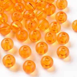Honeyhandy Transparent Acrylic Beads, Round, Orange, 8x7mm, Hole: 2mm, about 1745pcs/500g