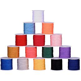 PandaHall Elite 15 Colors 0.8mm Nylon Beading String Chinese Knotting Cord Nylon Shamballa Macrame Thread Cord Beading String for Bracelet Making, 735yards Totally