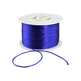 Honeyhandy Round Nylon Thread, Rattail Satin Cord, for Chinese Knot Making, Dark Blue, 1mm, 100yards/roll