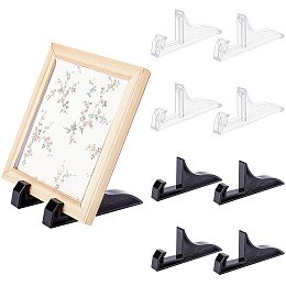 PandaHall Elite 8 Packs Photo Frame Easel Stands, 2 Colors Plastic Plate Stands Picture Display Holder for Photo, Handmade Plates, Art Pieces, Certificates