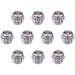 PandaHall Elite 100pcs Bicone Spacers Beads Tibetan Antique Silver Large Hole Jewelry Spacers Charms for Jewelry Makings, 8x6.5mm Hole: 3.5mm