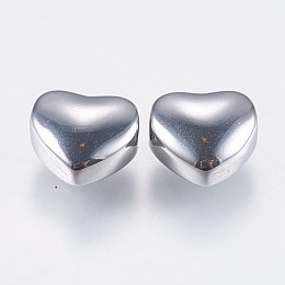 Honeyhandy 304 Stainless Steel Beads, Heart, Stainless Steel Color, 8x9x5mm, Hole: 2mm