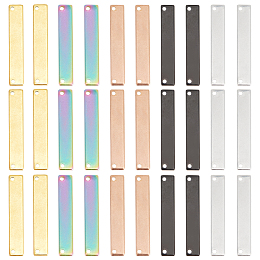 UNICRAFTALE 40Pcs 5 Colors Connector Charms 304 Stainless Steel Pendant Stamping Blank Tag Charms Rectangular 2-Holes Connector Ornament Mixed Color 35x6x1mm Hole: 1.5mm for DIY Jewelry Making