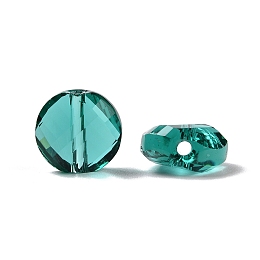 Honeyhandy Imitation Austrian Crystal Beads, Grade AAA, Faceted, Flat Round, Dark Cyan, 10x5mm, Hole: 0.9~1mm