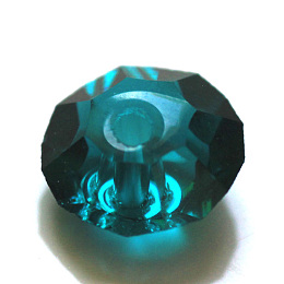 Honeyhandy Imitation Austrian Crystal Beads, Grade AAA, Faceted, Flat Round, Dark Cyan, 6x3.5mm, Hole: 0.7~0.9mm