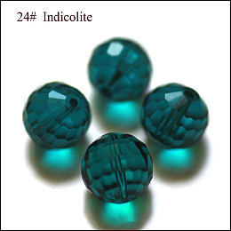 Honeyhandy Imitation Austrian Crystal Beads, Grade AAA, Faceted, Round, Teal, 10mm, Hole: 0.9~1mm