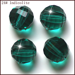 Honeyhandy Imitation Austrian Crystal Beads, Grade AAA, Faceted, Round, Dark Cyan, 6mm, Hole: 0.7~0.9mm