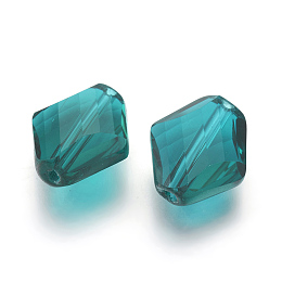 Honeyhandy Imitation Austrian Crystal Beads, Grade AAA, Faceted, Rhombus, Teal, 14~14.5x12x5~7mm, Hole: 0.9~1mm