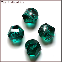 Honeyhandy Imitation Austrian Crystal Beads, Grade AAA, Faceted, Polygon, Teal, 8mm, Hole: 0.9~1mm