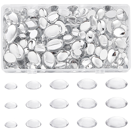 NBEADS 240 Pcs Crystal Clear Flat Back, Oval Transparent Cabochons 5 Sizes Acrylic Rhinestones Cabochon Clear Flat Back Dome Cabochons for DIY Craft Photo Pendant Necklace Bracelet Embelishments