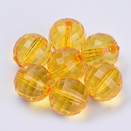 Honeyhandy Transparent Acrylic Beads, Faceted, Round, Orange, 8x8mm, Hole: 1.5mm, about 1770pcs/500g
