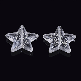 Honeyhandy Transparent Acrylic Beads, Glitter Beads, Star, Clear, 21x22x5mm, Hole: 1.2mm, about 469pcs/500g