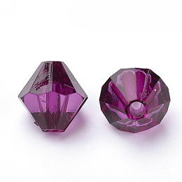 Honeyhandy Transparent Acrylic Beads, Bicone, Purple, 6x5.5mm, Hole: 1.5mm, about 6120pcs/500g