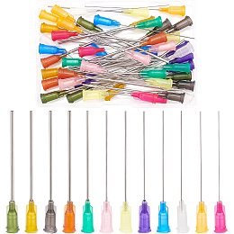 BENECREAT 48PCS 2 Inch 12 Different Gauge Blunt Tip Glue Bottle Needles Dispensing Needle with 304 Stainless Steel Pin for Refilling E-Liquid Inks