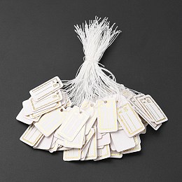 Honeyhandy Paper Jewelry Price Tag, Writable Price Tag, Rectangle with Word NO & Chinese Yuan Sign, White, 26x15mm