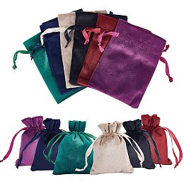 NBEADS 12 Pcs 6 Colors Velvet Bags, Drawstring Jewelry Pouches Candy Bags for Christmas Wedding Birthday Party Favors, 12x9cm