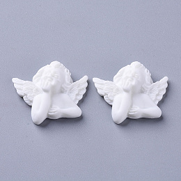 Honeyhandy Resin Cabochons, Cupid/Cherub, White, 25x32x10.5mm