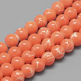 Honeyhandy Drawbench Glass Beads Strands, Baking Painted, Dyed, Round, Orange Red, 10mm, Hole: 1.5mm, about 85pcs/strand, 31.4 inch