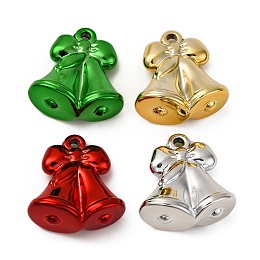 UV Plating Acrylic Pendants, Christmas Bell, Mixed Color, 32x30x16.5mm, Hole: 3mm