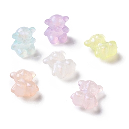 Honeyhandy Luminous Acrylic Beads, Glitter Beads, Glow in the Dark, Bear, Mixed Color, 17.5x15x10.5mm, Hole: 3mm