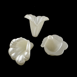 Honeyhandy Flower ABS Plastic Imitation Pearl Bead Cones, Creamy White, 15x14x14mm, Hole: 1.5mm