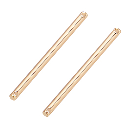 BENECREAT Brass Links Connectors, Bar, Real 18K Gold Plated, 35x2mm, Hole: 1mm; 20pcs/box