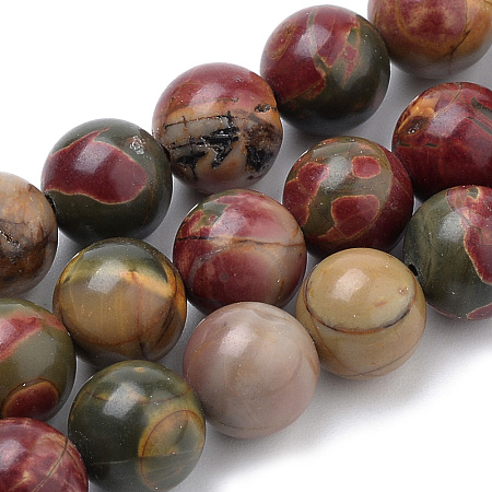 Arricraft Natural Picasso Stone/Picasso Jasper Beads Strands, Round, 6mm, Hole: 1mm, about 70pcs/strand, 15.7 inches