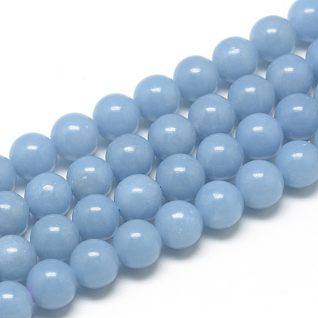 ARRICRAFT Natural Angelite Beads Strands, Anhydrite Beads, Round, 8mm, Hole: 1mm, about 50pcs/strand, 15.7 inches(39.8cm)