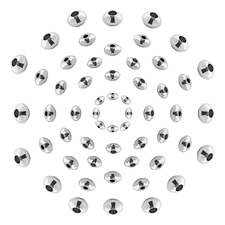 SUNNYCLUE 304 Stainless Steel Spacer Beads, Rondelle, Stainless Steel Color, 120pcs/box