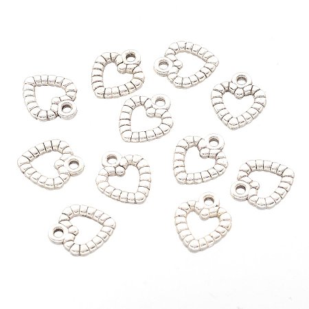 NBEADS 2000 Pcs Heart Tibetan Style Charms, Lead Free and Cadmium Free, Antique Silver, about 9.5mm wide, 11mm long, hole: 1mm