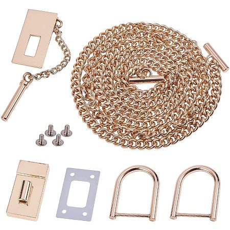 Arricraft Alloy Bag Findings Sets Including 46 Inch Bag Strap Chain with Lock Clasps, Metal Bag Strap Replacement Bag DIY Accessory, Golden