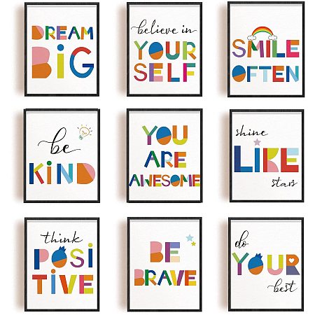 Arricraft 6pcs/Set Wall Decor Painting Canvas Wall Art Colored Letters Chemical Fiber Oil Canvas Hanging Painting Canvas Art Canvas Printing Artwork Wall Decoration Painting About 7.9x9.8inch