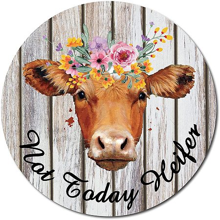 CREATCABIN Funny Mouse Pads Round Waterproof Mouse Mat Pad Desk Accessories Stitched Edges Premium-Textured Non-Slip Rubber Not Today Heifer Floral for Computer Office Gaming Farmer Gift 7.9inch