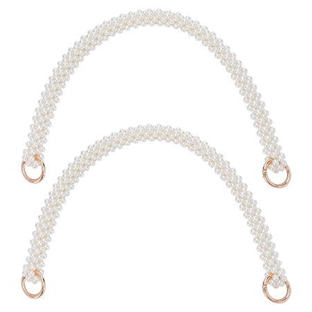 WADORN Plastic Imitation Pearl Beaded 3 Rows Bag Straps, with Alloy Spring Gate Ring, Light Gold, 44.3x1.4x1.4cm
