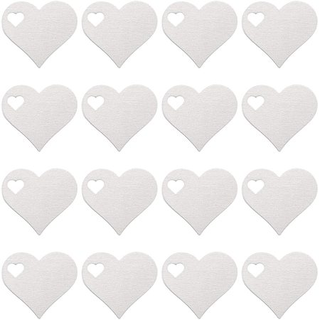 BENECREAT 30 Pack 1.2x1.4 Inch Heart Stamping Blank Tag Aluminum Blank Pendants with Heart Shaped Hole for Necklace Bracelet Dog Tags Making