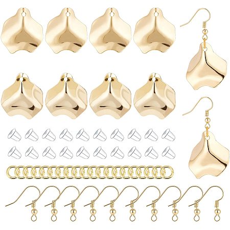 BENECREAT 56PCS Earring Jewelry Making Kit Include Brass Earring Hook, Jump Rings, Petal Brass Pendants and Ear Nuts for Earring Necklace Jewelry Making