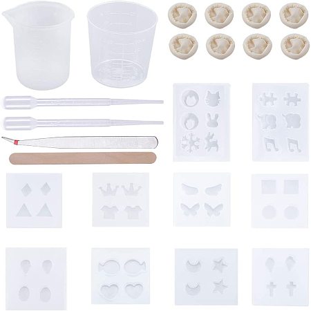 Arricraft 10pcs DIY Earrings Silicone Mold with 26pcs Tools Kit Silicone Resin Earrings Charms Pendant Casting Molds for Jewelry Resin Craft Making