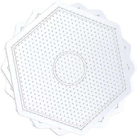 Pandahall Elite 10 Pcs 5mm Hexagon Fuse Beads Boards Clear Plastic Perler Bead Pegboards for Kids Craft Beads