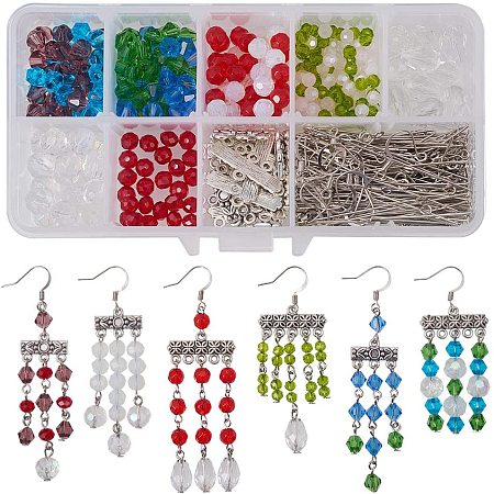 SUNNYCLUE DIY 6 Pairs Beaded Chandelier Earring Making Starter Kit with Earring Hooks, Chandelier Components Links and Colorful Beads