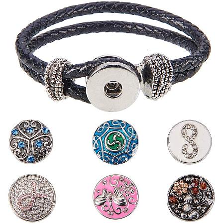 SUNNYCLUE Multilayer Artificial Leather Bracelet with 6PCS 5.5mm Snap Buttons DIY Jewelry Charms, 9