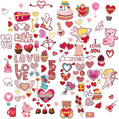 ARRICRAFT 2 Sheets/Set Valentine's Day Wall Stickers Cute Angel Little Bear Romantic Heart Self-Adhesive Wall Art Decals for Valentines Party Decorations Wedding Anniversary Supplies
