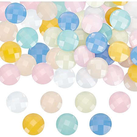 FINGERINSPIRE 48Pcs Flat Back Round Acrylic Rhinestones 25mm Frosted Plastic Gems Crystals Cabochons Garments Accessories for Jewelry Making Costume Jewels Cosplay Embelishments (6 Mixed Color)
